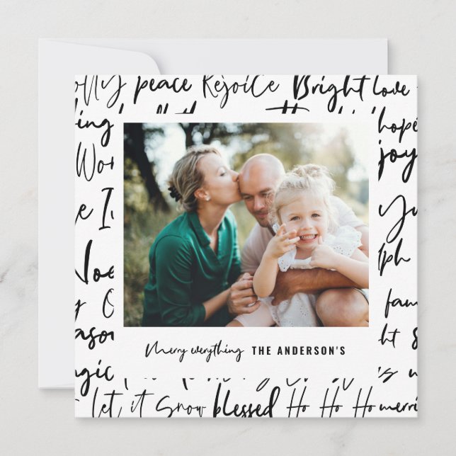 Modern bold graphic typography christmas photo holiday card (Front)