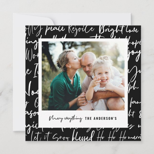 Modern bold graphic typography christmas photo holiday card (Front)