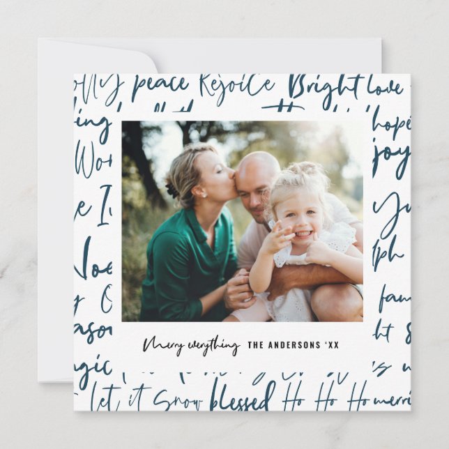 Modern bold graphic typography christmas photo holiday card (Front)