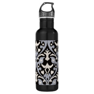 Modern bold grey black ikat tribal pattern 710 ml water bottle