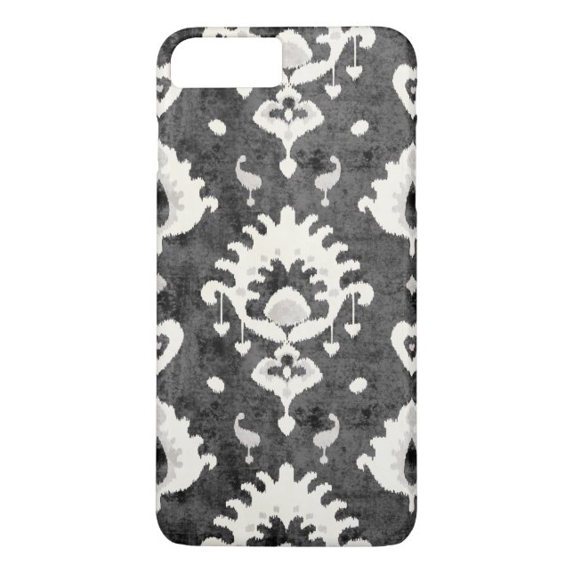 Modern bold grey black ikat tribal pattern Case-Mate iPhone case (Back)