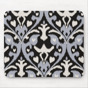 Modern bold grey black ikat tribal pattern mouse pad