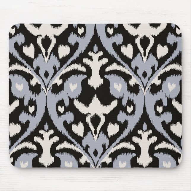 Modern bold grey black ikat tribal pattern mouse pad (Front)