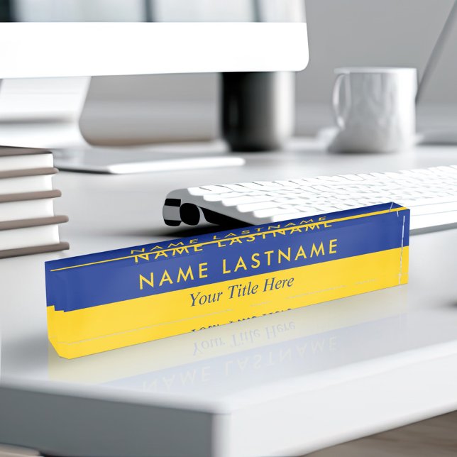 Modern Bold Half Yellow Navy Blue Title Nameplate (Creator Uploaded)