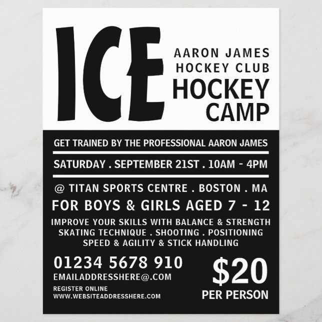 Modern Bold, Hockey Camp Advertising Flyer (Front)