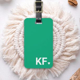 Modern Bold Initial Monogram Heart Personalized Luggage Tag