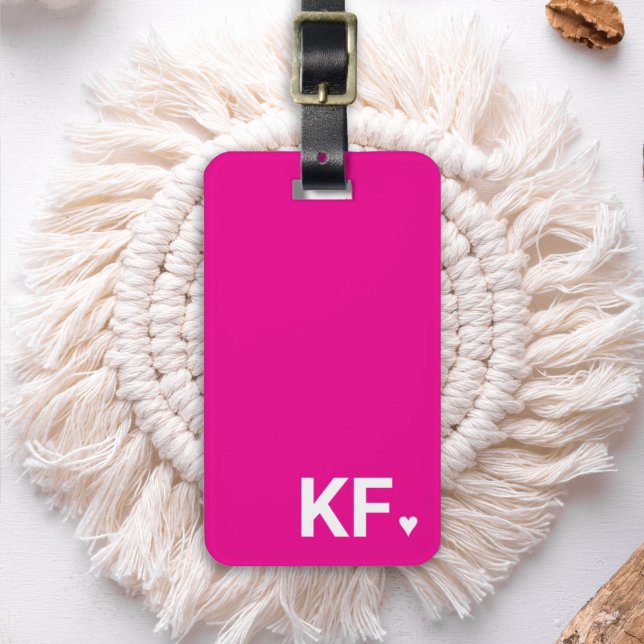 Modern Bold Initial Monogram Heart Personalized Luggage Tag (Creator Uploaded)