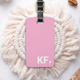 Modern Bold Initial Monogram Heart Personalized Luggage Tag