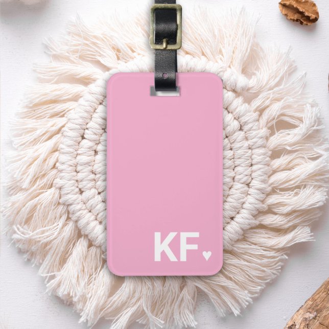 Modern Bold Initial Monogram Heart Personalized Luggage Tag (Creator Uploaded)