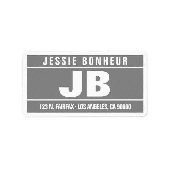 Modern Bold Initials | Grey & White Label (Front)