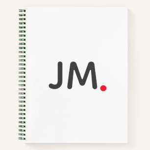 Modern Bold Initials   Striking Statement Fun Blue Notebook