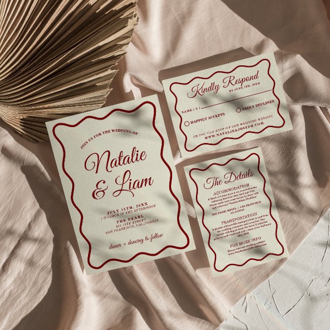 Modern Bold Ivory Fun Retro Funky Unique Wedding Invitation (Creator Uploaded)