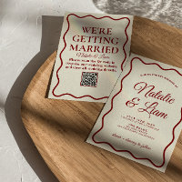 Modern Bold Ivory Fun Retro Funky Unique Wedding