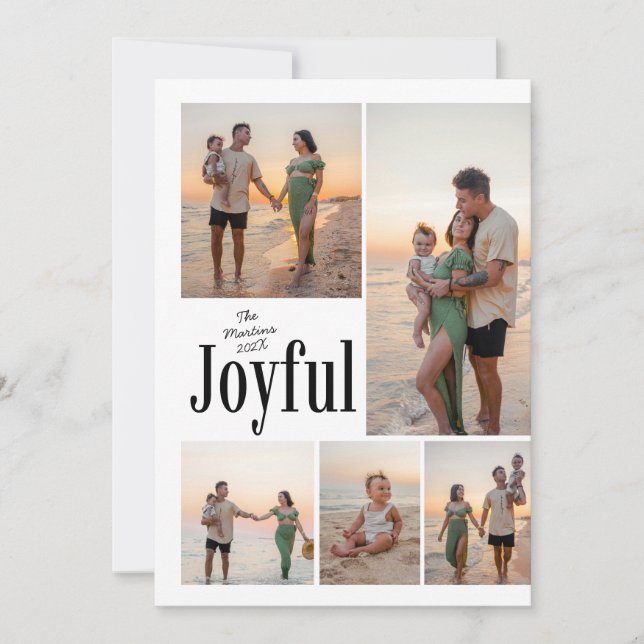 Modern Bold Joyful Holidays Family Photo Holiday Card (Front)