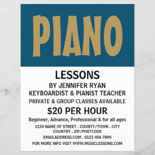 Modern Bold, Keyboard, Piano Lessons Flyer