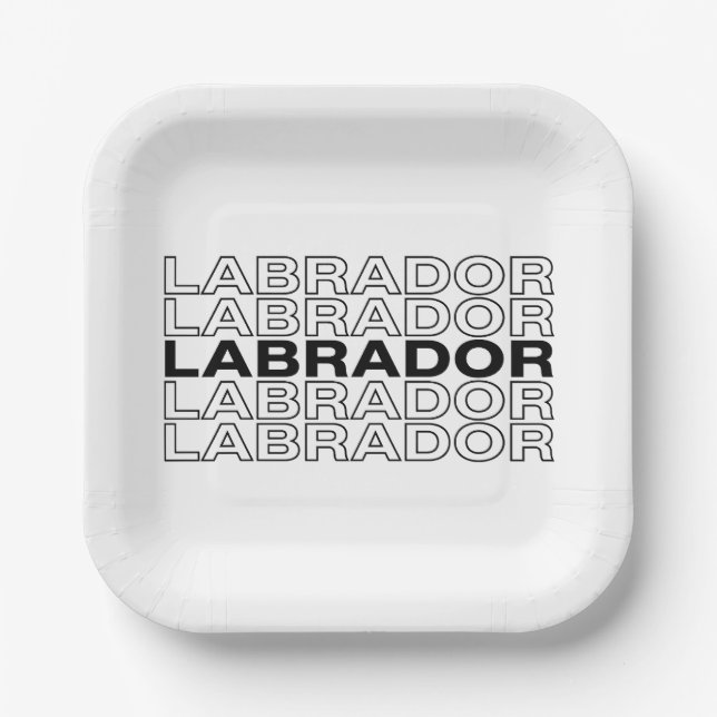 Modern Bold Labrador Typography Graphic  Paper Plate (Front)