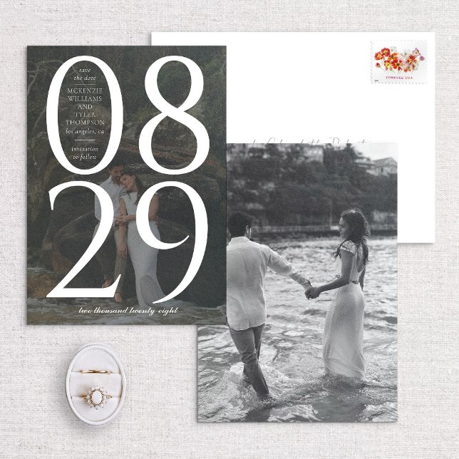 Modern Bold Large Date Photo Background Save The Date (Creator Uploaded)