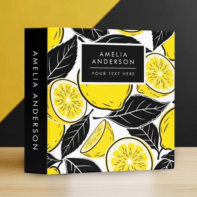 Modern Bold Lemon & Black Leaves  Seamless Pattern Binder (Creator Uploaded)