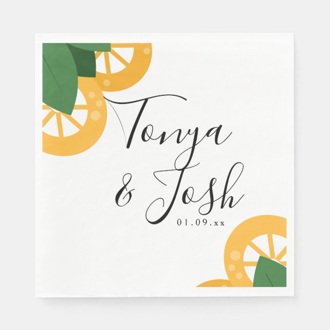 Modern Bold Lemon Citrus Wedding Napkin (Front)