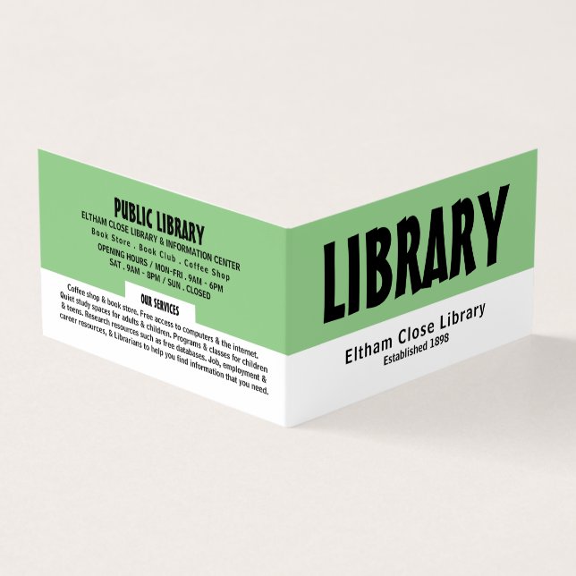 Modern Bold, Library, Librarian Detailed Business Card (Outside)