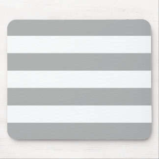 Modern Bold Light Grey and White Stripes Mouse Pad