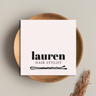 Modern Bold Light Pastel Black Bold Bobby Pin Hair Square Business Card