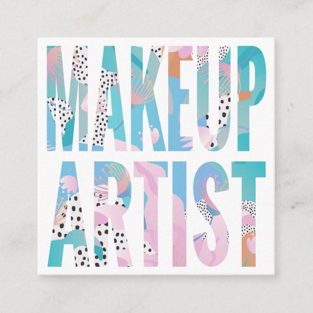 Modern bold makeup artist abstract fashion pattern square business card (Front)