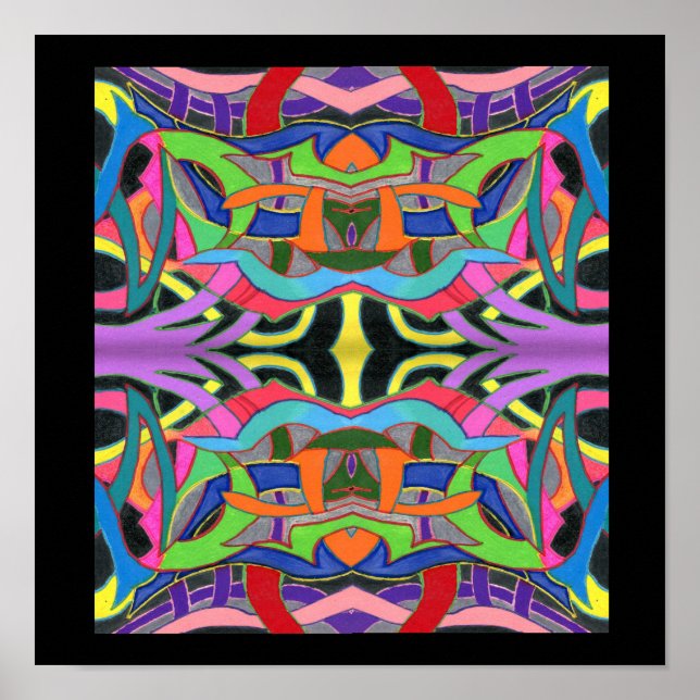 Modern Bold Manly Colorful Line Drawing Poster (Front)