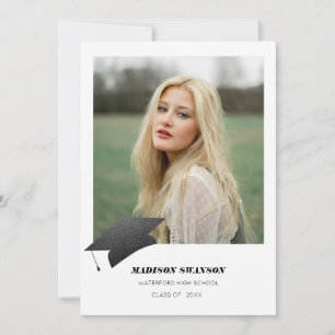 Modern Bold Minimalist Grad Announcement Cap Postc