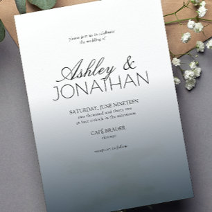 Modern Bold & Minimalist Navy Blue Wedding Invitation