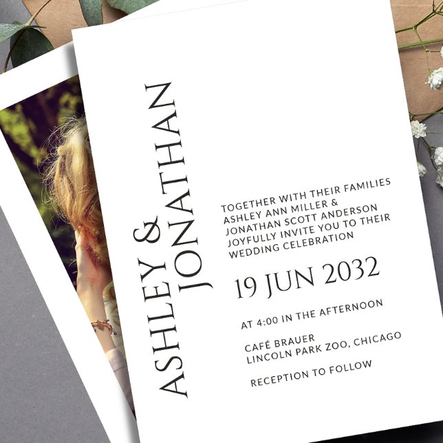 Modern Bold & Minimalist Photo Wedding Invitation (Creator Uploaded)