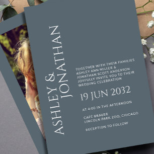 Modern Bold & Minimalist Photo Wedding Invitation