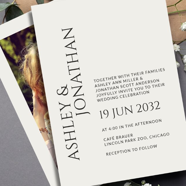 Modern Bold & Minimalist Photo Wedding Invitation (Creator Uploaded)