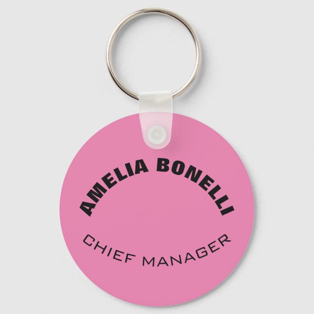 Modern Bold Minimalist Professional Feminine Pink  Keychain (Front)