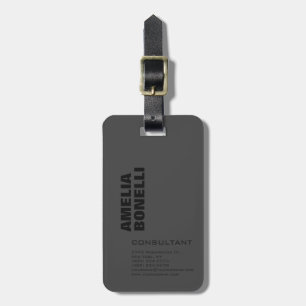 Modern Bold Minimalist Professional Grey Black Luggage Tag