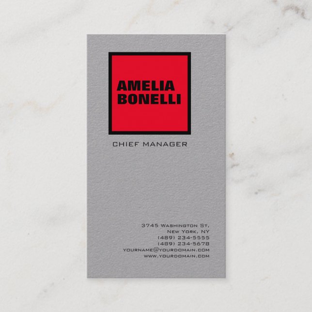 Modern Bold Minimalist Professional Premium Grey Business Card (Front)
