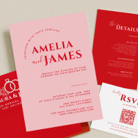 Modern Bold Minimalist Red and Pink Wedding