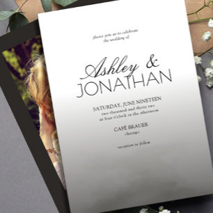 Modern Bold & Minimalist Wedding Black Photo Invitation