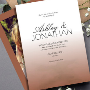 Modern Bold & Minimalist Wedding Terracotta Photo Invitation