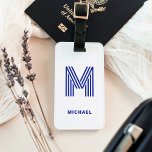 Modern Bold Monogram | Any Colour Luggage Tag<br><div class="desc">This modern and stylish luggage tag features your monogram in a trendy, striped, disco-style typography initial. The luggage tag as shown here features a blue letter on a white background, but you can easily choose any colour for the letter and the background in the design tool. A cool and colourful...</div>