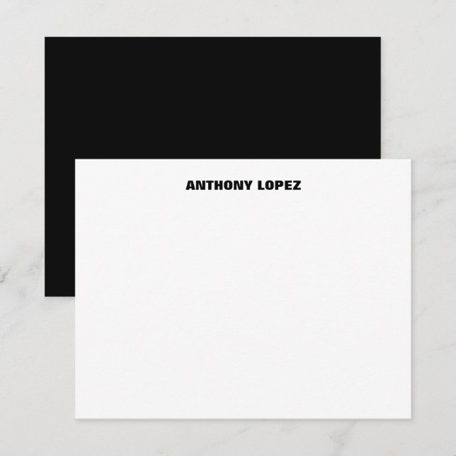 Modern Bold Monogram Black Personal Stationery Card (Front/Back)