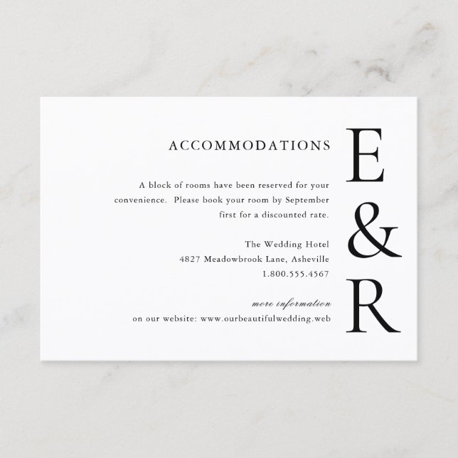 Modern Bold Monogram Minimalist Wedding Enclosure Card (Front)