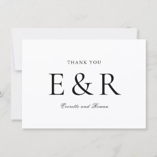 Modern Bold Monogram Minimalist Wedding Thank You Card