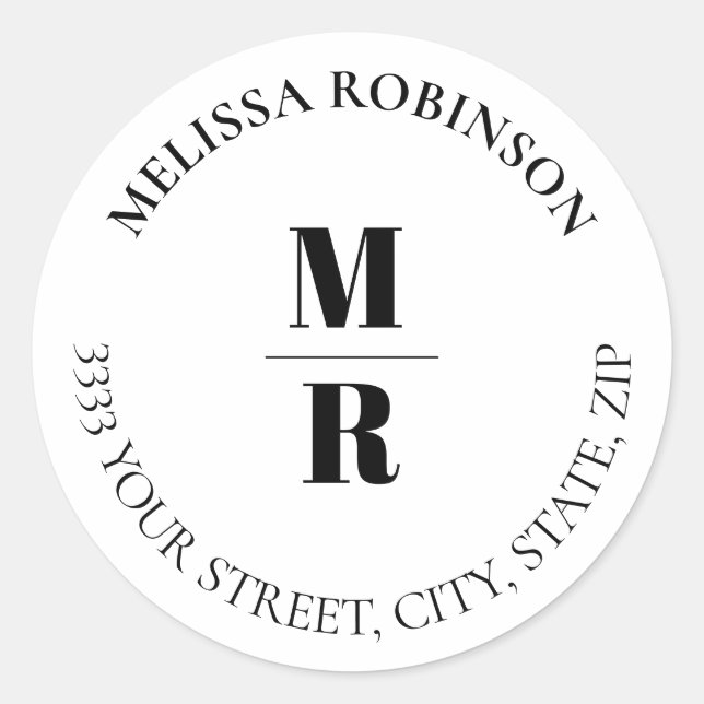 Modern Bold Monogram Return Address Envelope Seal (Front)