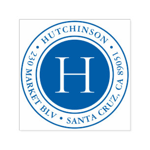 Modern Bold Monogram Round Return Address Self-inking Stamp