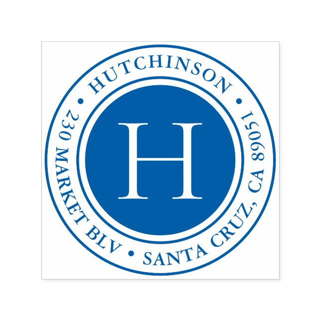 Modern Bold Monogram Round Return Address Self-inking Stamp (Design)