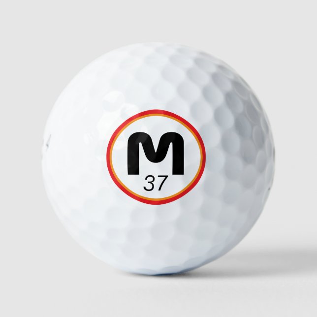 Modern Bold Monogram with His Age Golf Balls (Front)