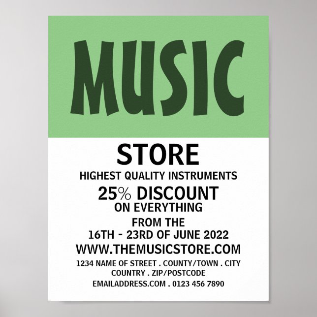 Modern Bold, Musical Instrument Store Poster (Front)