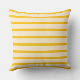 Modern Bold Mustard Colorful Yellow Cabana Striped Throw Pillow