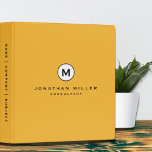 Modern Bold Mustard Yellow Monogram Binder<br><div class="desc">Modern binder in a trendy mustard yellow colour pallette with black and white monogram medallion. Custom name presented centre in classic block typography. A modern binder for home or office, a professional monogrammed binder for your workspace. Ideal for consultants, attorneys, real estate agents, corporate or executive coaches, or any other...</div>